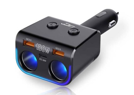 Адаптер CAR FIRE TR230, 2 гнезда, 180 W, 2 × USB 2,4 А + USB Type-C  , 12/24 V